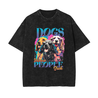 Cute Puppy Stone Wash Graphic Tee-INNBLAC