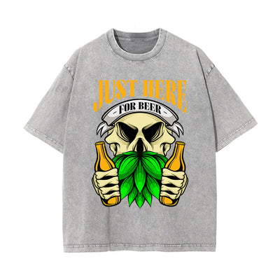 Just Here For Beer Retro Graphic Tee-INNBLAC