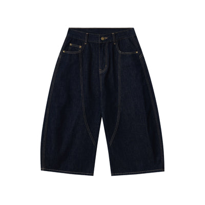 Patchwork Wide-Leg Cropped Denim Jeans