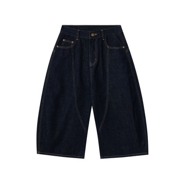 Patchwork Wide-Leg Cropped Denim Jeans