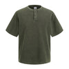 Casual Waffle Fabric Button Neck T-Shirt