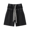 West Coast Waffle Double Waistband Snow Washed Distressed Shorts