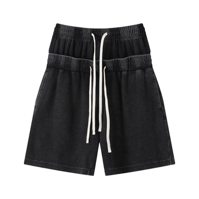 West Coast Waffle Double Waistband Snow Washed Distressed Shorts