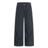 Men's Washed Punk Pleated Loose-Fit Casual Wide-Leg Denim Pants