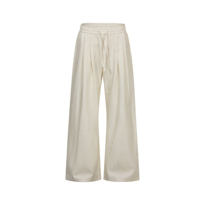 Relaxed Drawstring Wide Leg Casual Trousers
