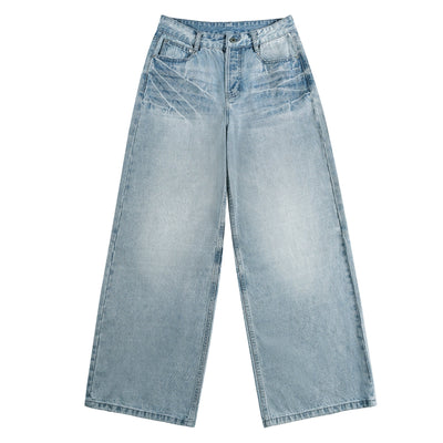 Light Wash Ghost Claw Baggy Wide Leg Denim Jeans