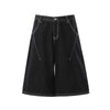 Raw Denim Deconstructed Wide Leg Denim Shorts
