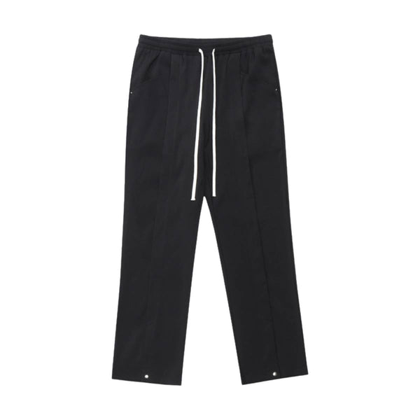 Solid Button Cuff Relaxed Straight Leg Track Pants