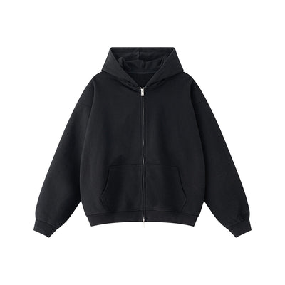 Double-Slider Zipper Solid Color Hoodie