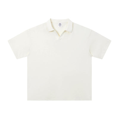 Retro Boxy Wool Blend Seagull Collar Polo Shirt