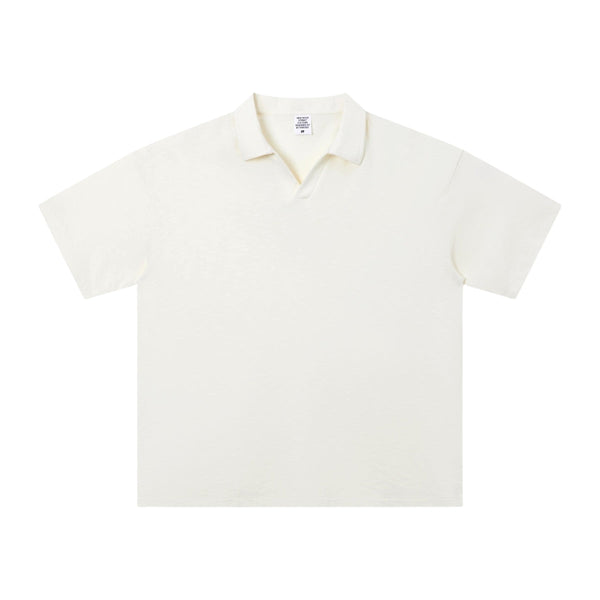Retro Boxy Wool Blend Seagull Collar Polo Shirt