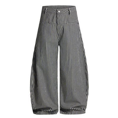 High Waisted Striped Wide Leg Casual Pants