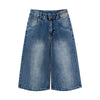 Retro Washed Denim Wide-Leg Bermuda Short