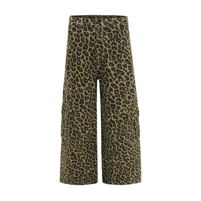 Leopard Print Patchwork Relaxed Wide-Leg Lounge Pants