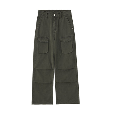 Loose Fit Pleated Knee Cargo Trousers