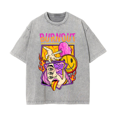 Burn Out Stone Wash Graphic Tee-INNBLAC