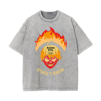 Otakus Brain Graphic Washed Tee-INNBLAC