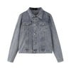 Unisex Commuter Workwear Style Single-breasted Lapel Straight Denim Jacket