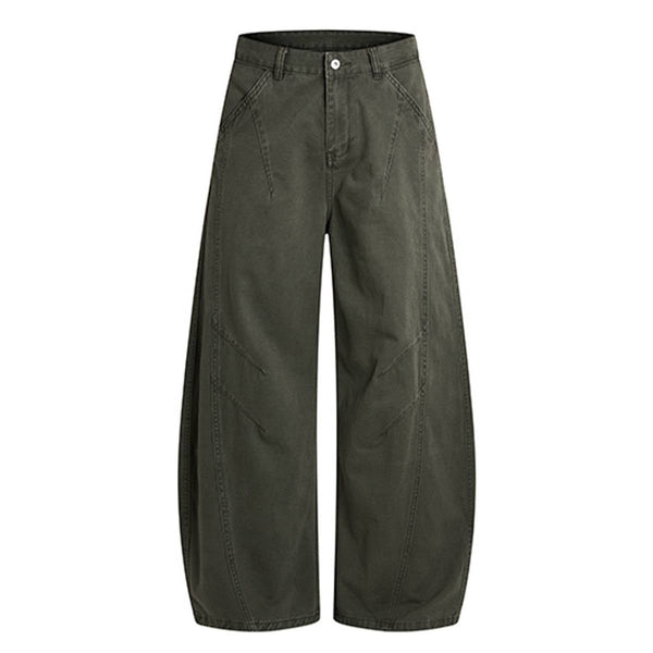 Vintage Washed Curved-Leg Trousers