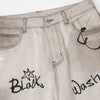 Graffiti Print Washed Wide-Leg Jeans