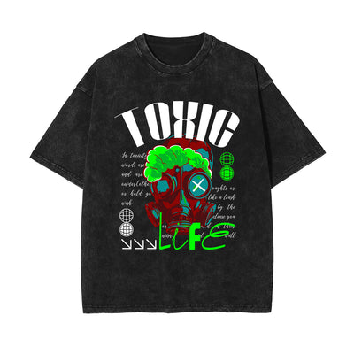 Toxic Life Stone Wash Graphic Tee-INNBLAC