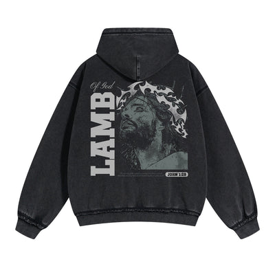 Lamb Of God Christian Graphic Double Slider Zip Hoodie-INNBLAC