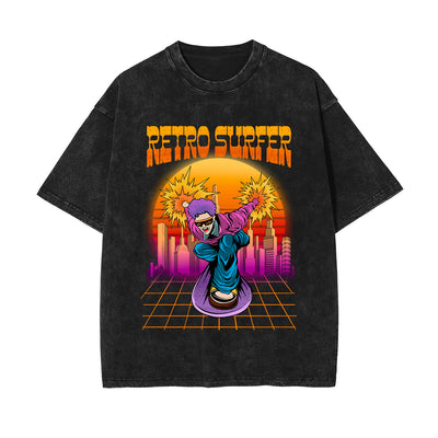 Retro Surfer Washed Graphic Tee-INNBLAC