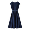 Denim Sleeveless Belted Midi Dress