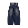 Cartoon Patchwork Distressed Barrel Jeans