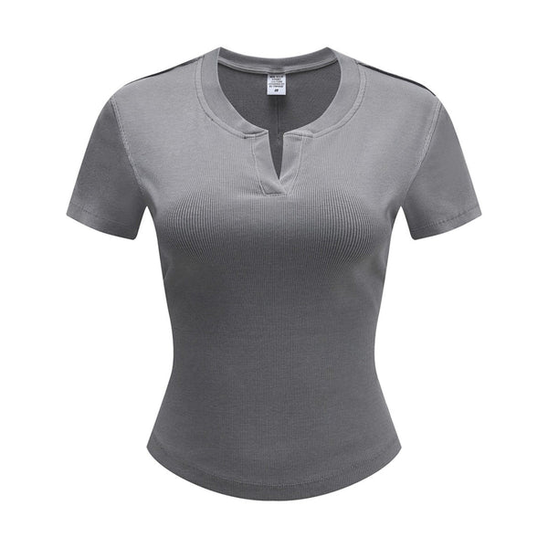 Women’s Retro Wash Fitted Stand Collar Tee