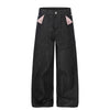 Raw Black Wide Leg Jeans with Utility Flap Pocket Detail