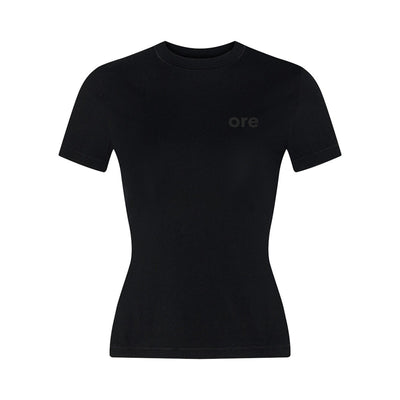 Women's Black Slim-Fit Stretch Crew Neck ShortSleeve Tee