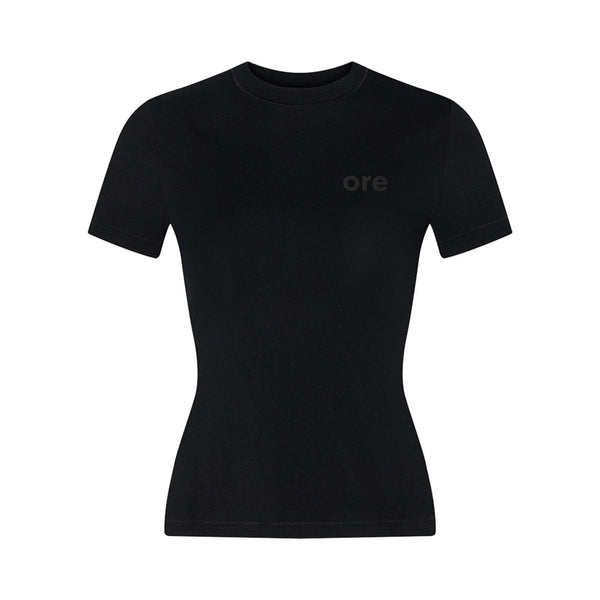 Women's Black Slim-Fit Stretch Crew Neck Short  Sleeve Tee