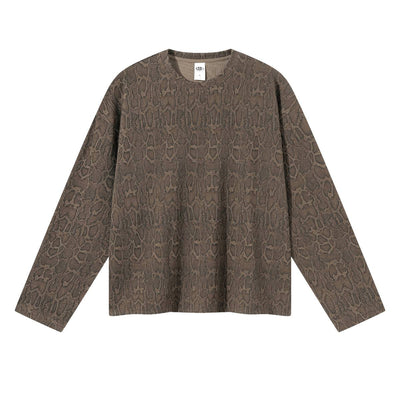 Vintage Snake Texture Waffle Long-Sleeve T-Shirt
