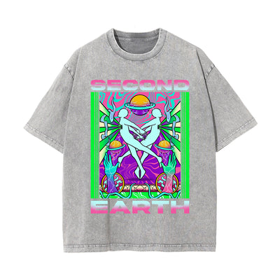 Second Earth Washed Graphic Tee-INNBLAC