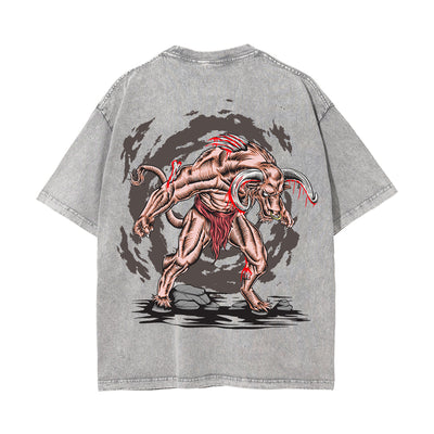 Bull Beast Graphic Washed Tee-INNBLAC