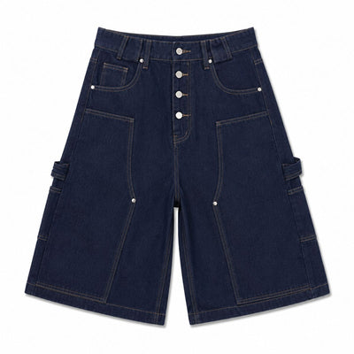Raw Indigo Utility Denim Shorts