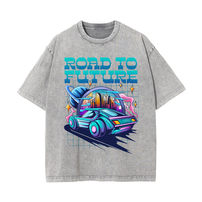 Road To Future Washed Graphic Tee-INNBLAC