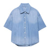 Women's casual versatile single-breasted multi-button lapel denim shirt