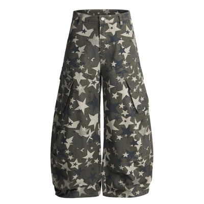 Star Print Oversized Cargo Pants