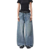 Retro Light Wash Oversized Straight Leg Denim Jeans