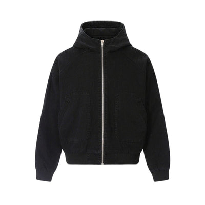 Vintage Washed Hooded Denim Work Jacket for Men