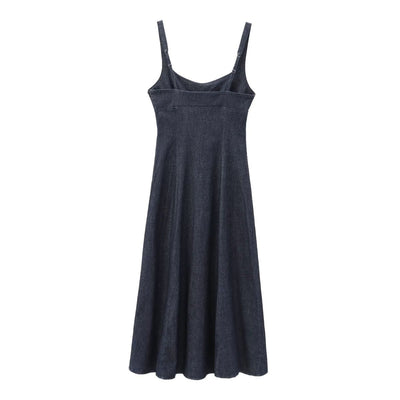 Women's Strappy Denim Maxi Dress