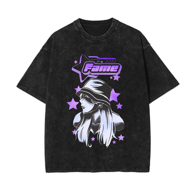 Fame Y2K Japanese Graphic Washed Tee-INNBLAC