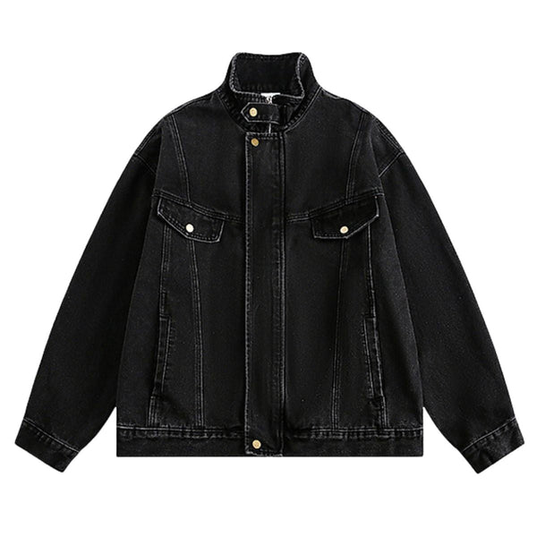 Stand-up Collar American Vintage Denim Jacket