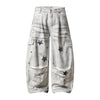 Vintage Wash Star Pattern Baggy Straight Leg Cargo Jeans