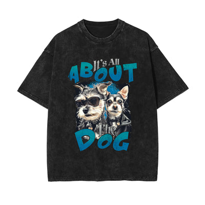 Cute Puppy Stone Wash Graphic Tee-INNBLAC