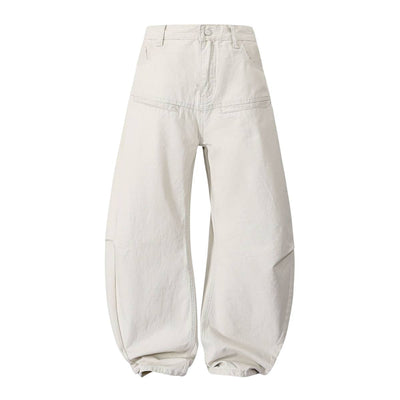 Deconstructed Washed Solid Pleated Panel Multi-Pocket Cargo Pants