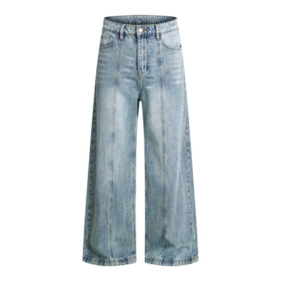 Draped Wide-Leg Relaxed Baggy Jeans