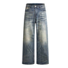 Wash Vintage Whiskered Fluid Flow Wide Leg Denim Jeans
